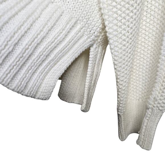 Lucky Brand Womens Ivory Open Knit Sweater XL V-Neck Minimalist Oversized Chunky - Picture 5 of 12